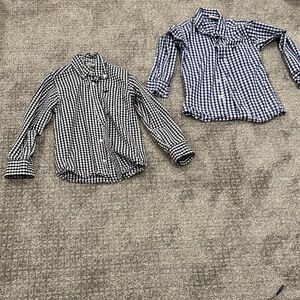 Kids Gingham Button-Down Shirts - Black and Blue. An bundle of 2 shirts